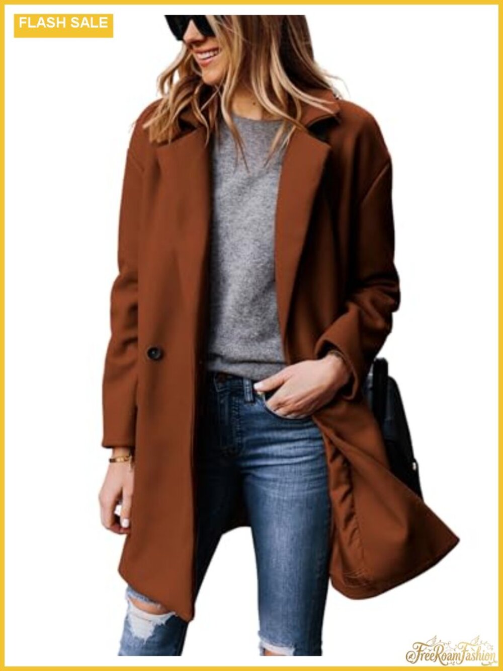 Women's Wool Blend Pea Coat Notched Lapel Single Breasted Winter